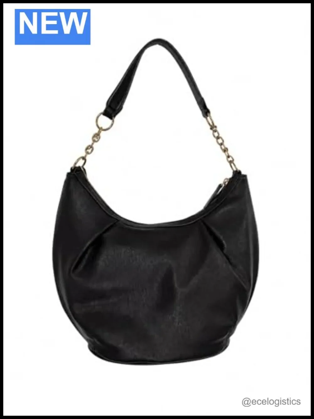 Faux Leather Slouchy Crescent Hobo Bag with Chain Strap